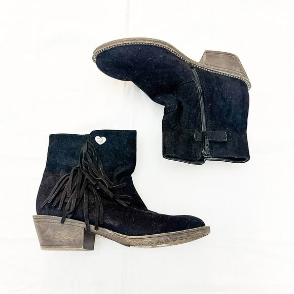 Stuart Weitzman Black Ela Fringe Ankle Boot Western Size 5 - Picture 6 of 6